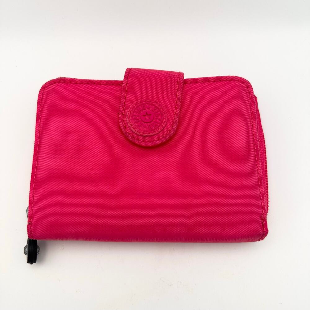 Kipling Hot Pink Nylon New Money Deluxe Wallet Snap Button ID Pocket
